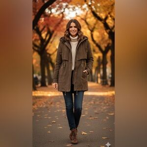 Premier Vintage Women's Suede Leather Utility Jacket in Brown